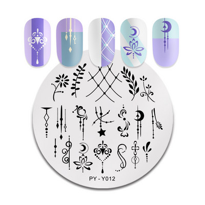 PICT YOU körömbélyegző lemezek Karácsonyi Fesztivál Geometrikus csíkos vonal Természetes Nail Art bélyegzőlemez Stencil Rozsdamentes acél