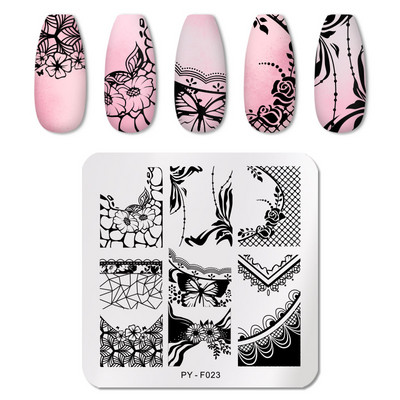 PICT YOU körömbélyegző lemezek Karácsonyi Fesztivál Geometrikus csíkos vonal Természetes Nail Art bélyegzőlemez Stencil Rozsdamentes acél