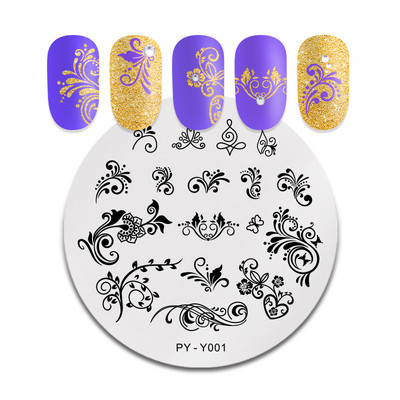 PICT YOU körömbélyegző lemezek Karácsonyi Fesztivál Geometrikus csíkos vonal Természetes Nail Art bélyegzőlemez Stencil Rozsdamentes acél