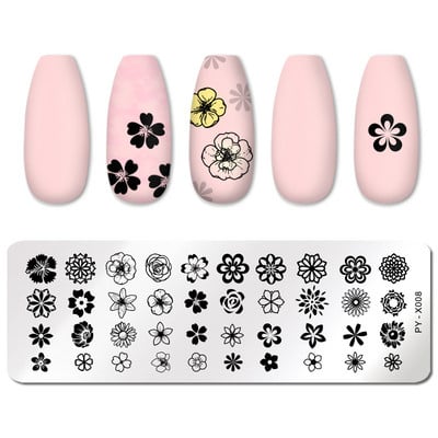 PICT YOU körömbélyegző lemezek Karácsonyi Fesztivál Geometrikus csíkos vonal Természetes Nail Art bélyegzőlemez Stencil Rozsdamentes acél