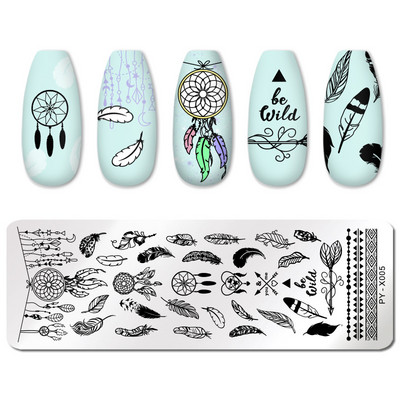 PICT YOU körömbélyegző lemezek Karácsonyi Fesztivál Geometrikus csíkos vonal Természetes Nail Art bélyegzőlemez Stencil Rozsdamentes acél