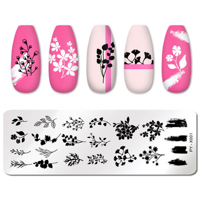 PICT YOU körömbélyegző lemezek Karácsonyi Fesztivál Geometrikus csíkos vonal Természetes Nail Art bélyegzőlemez Stencil Rozsdamentes acél