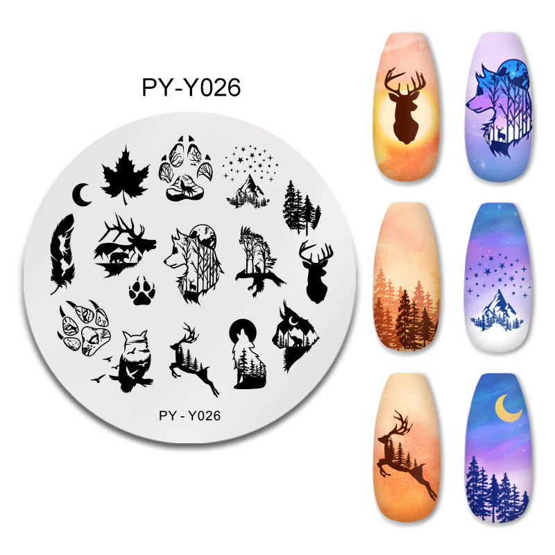 PICT YOU körömbélyegző lemezek Karácsonyi Fesztivál Geometrikus csíkos vonal Természetes Nail Art bélyegzőlemez Stencil Rozsdamentes acél