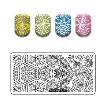 Ъгъл на пръста Класически шаблони за печати Анимационни плочи за щамповане на нокти Дантела Цветя Листа Растения Череп Печатни шаблони Форми