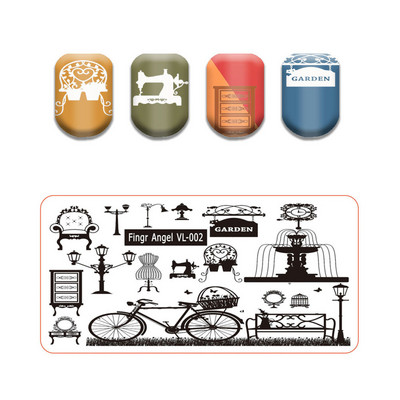 Πρότυπα κλασικής σφραγίδας με γωνία δακτύλων Πλάκες για σφράγιση νυχιών με δαντέλα Φυτά Φύλλα λουλουδιών Φυτά Στένσιλ για εκτύπωση κρανίου Καλούπια