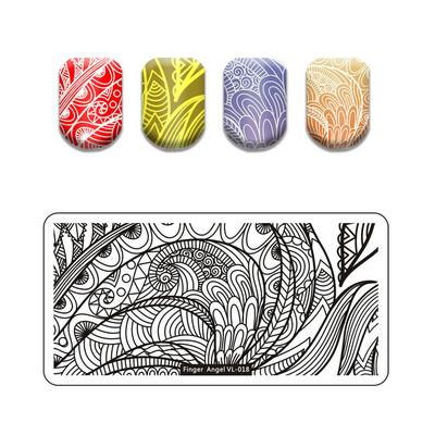 Πρότυπα κλασικής σφραγίδας με γωνία δακτύλων Πλάκες για σφράγιση νυχιών με δαντέλα Φυτά Φύλλα λουλουδιών Φυτά Στένσιλ για εκτύπωση κρανίου Καλούπια