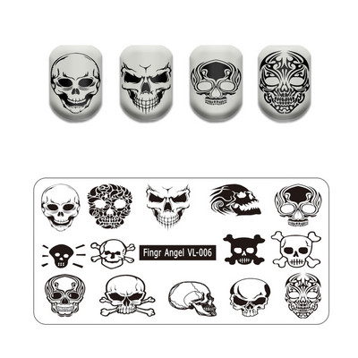 Πρότυπα κλασικής σφραγίδας με γωνία δακτύλων Πλάκες για σφράγιση νυχιών με δαντέλα Φυτά Φύλλα λουλουδιών Φυτά Στένσιλ για εκτύπωση κρανίου Καλούπια