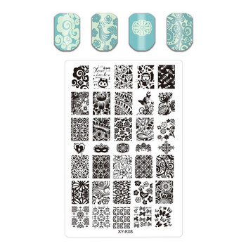 Finger Angel Texture Geometry Nail Stamping Plate Ζωικά μοτίβα φύλλα Σχέδιο λουλουδιών Κινούμενα σχέδια Πρότυπα για σφραγίδες νυχιών