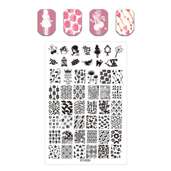 Finger Angel Texture Geometry Nail Stamping Plate Ζωικά μοτίβα φύλλα Σχέδιο λουλουδιών Κινούμενα σχέδια Πρότυπα για σφραγίδες νυχιών