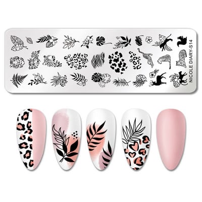 NICOLE NAPLÓ Őszi juharlevél körömbélyegző lemezek geometria virág állat körömművészet bélyegsablonok szükségesek nyomtatás körömlakk