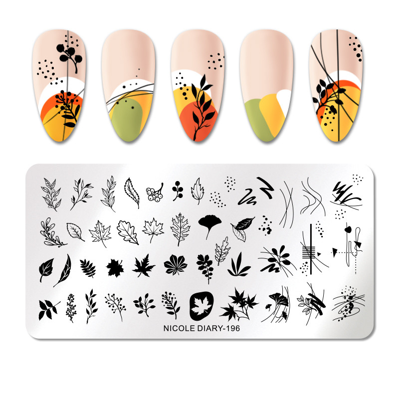 NICOLE NAPLÓ Őszi juharlevél körömbélyegző lemezek geometria virág állat körömművészet bélyegsablonok szükségesek nyomtatás körömlakk