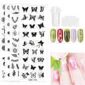 Körömdíszítő sablonok Bélyegzőlemez Design Virág Pillangó Körömbélyegzősablonok Levél virágos Nyomtatás Stencillemezek Kép manikűr