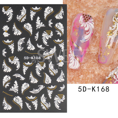 5D virág dombornyomott köröm matrica Vintage óra madár rózsa virágos dekoráció újév tavaszi akril gravírozott manikűr tippek BESW-5D