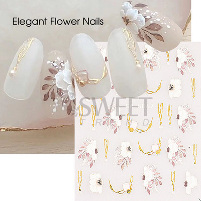 5D virág dombornyomott köröm matrica Vintage óra madár rózsa virágos dekoráció újév tavaszi akril gravírozott manikűr tippek BESW-5D