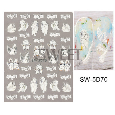 5D virág dombornyomott köröm matrica Vintage óra madár rózsa virágos dekoráció újév tavaszi akril gravírozott manikűr tippek BESW-5D