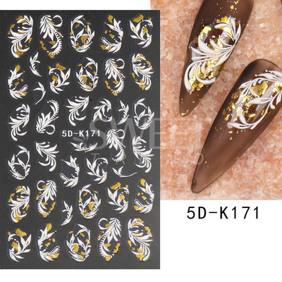 5D virág dombornyomott köröm matrica Vintage óra madár rózsa virágos dekoráció újév tavaszi akril gravírozott manikűr tippek BESW-5D