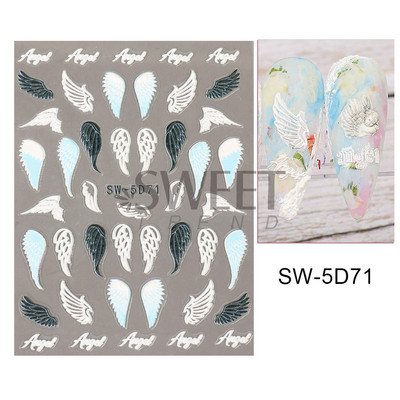 5D virág dombornyomott köröm matrica Vintage óra madár rózsa virágos dekoráció újév tavaszi akril gravírozott manikűr tippek BESW-5D