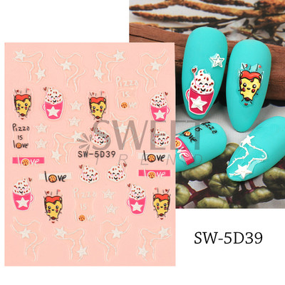 5D virág dombornyomott köröm matrica Vintage óra madár rózsa virágos dekoráció újév tavaszi akril gravírozott manikűr tippek BESW-5D