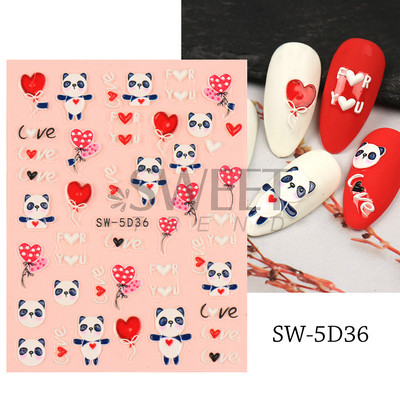 5D virág dombornyomott köröm matrica Vintage óra madár rózsa virágos dekoráció újév tavaszi akril gravírozott manikűr tippek BESW-5D