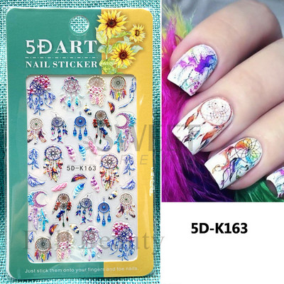5D virág dombornyomott köröm matrica Vintage óra madár rózsa virágos dekoráció újév tavaszi akril gravírozott manikűr tippek BESW-5D