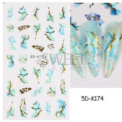 5D virág dombornyomott köröm matrica Vintage óra madár rózsa virágos dekoráció újév tavaszi akril gravírozott manikűr tippek BESW-5D