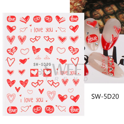 5D virág dombornyomott köröm matrica Vintage óra madár rózsa virágos dekoráció újév tavaszi akril gravírozott manikűr tippek BESW-5D