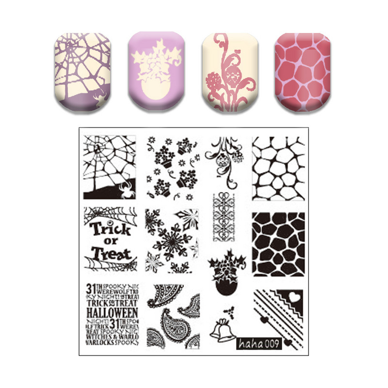 Ujj angyal 1 DB körömbélyegző lemezek virág geometria manikűr stencilek körömbélyegző négyzetnyomó sablon