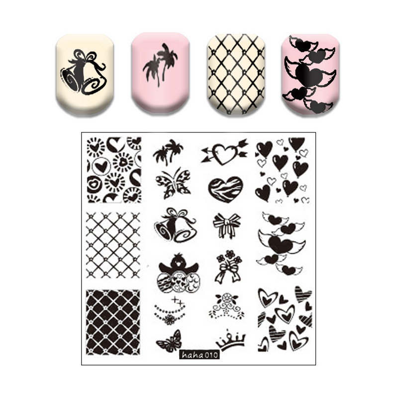 Ujj angyal 1 DB körömbélyegző lemezek virág geometria manikűr stencilek körömbélyegző négyzetnyomó sablon