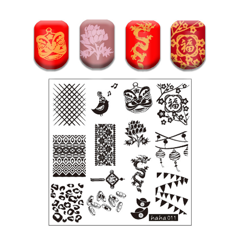 Finger Angel 1PCS Плочи за щамповане на нокти Геометрия на цветя ...