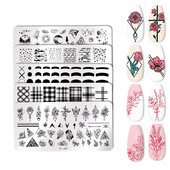 Πρότυπα τέχνης νυχιών Σχέδιο πλάκας σφράγισης λουλούδι Ζωικό γυαλί θερμοκρασίας Πρότυπα σφραγίδας δαντέλας Πλάκες εικόνας Εργαλεία σφραγίδας σιλικόνης