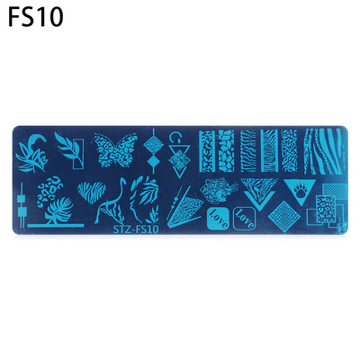 Művészi sablon Tigris Leopard Manikűr Virág Geometria Körömlakk sablon Állatnyomtatás Kígyó köröm bélyegző lemezek