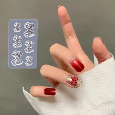 1db Puha szilikon körömfaragó forma 3D szép masniforma bélyegző lemez köröm sablonok japán stílusú barkácsolás UV gél manikűr design
