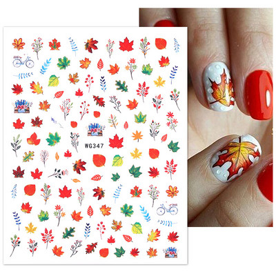 1 vnt Aukso spalvos vaivorykštis klevo lapų 3D nagų lipdukas rudens rudens rašto lipdukai lipdukai Blizgūs „pasidaryk pats“ nagų dailės dekoravimas