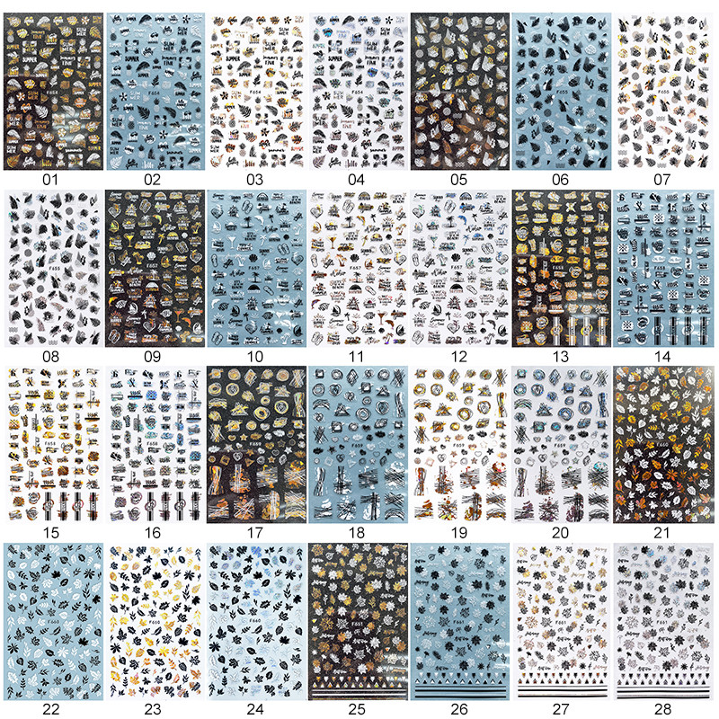 1 бр. Златен преливащ кленов лист 3D стикер за нокти Есен Есенен модел Лепило за прехвърляне Стикери Блестяща Направи си сам декорация за нокти