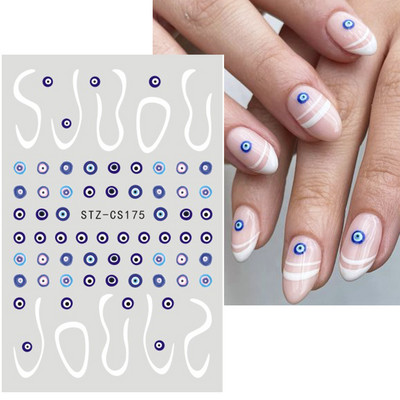 Lenyűgöző márványozott virágzó design körömmatrica akvarell tinta geometriai 3D csúszkák vonal pillangó betű téli dekor NFSTZ-CS201