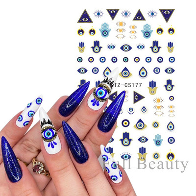 Lenyűgöző márványozott virágzó design körömmatrica akvarell tinta geometriai 3D csúszkák vonal pillangó betű téli dekor NFSTZ-CS201