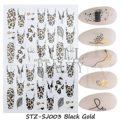 Lenyűgöző márványozott virágzó design körömmatrica akvarell tinta geometriai 3D csúszkák vonal pillangó betű téli dekor NFSTZ-CS201