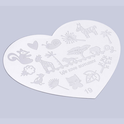 Szív alakú körömdíszítő nyomólemez kép bélyegző lemezek manikűrsablon gyönyörű körömmintákat hoz létre Népszerű világszerte akció