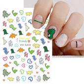 Aranyos kis dinoszaurusz 3D köröm matrica anime karakter öntapadó köröm csúszkák szív hamburger rajzfilm matricák dekoráció NFSTZ-SJ034