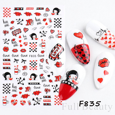 Σειρά για την Ημέρα του Αγίου Βαλεντίνου Αυτοκόλλητα Nail Art Love Heart Balloon Cartoon 3D Slider Decal Αξεσουάρ νυχιών DIY Μανικιούρ NFCA-757