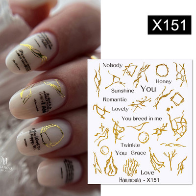 Harunouta Ink Blooming Marble Water Decals Flower Leaves Transfer Sliders Χαρτί αφηρημένες γεωμετρικές γραμμές Αυτοκόλλητα νυχιών Υδατογράφημα