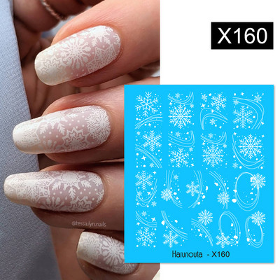Harunouta Ink Blooming Marble Water Decals Flower Leaves Transfer Sliders Χαρτί αφηρημένες γεωμετρικές γραμμές Αυτοκόλλητα νυχιών Υδατογράφημα