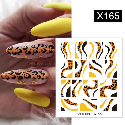 Harunouta Ink Blooming Marble Water Decals Flower Leaves Transfer Sliders Χαρτί αφηρημένες γεωμετρικές γραμμές Αυτοκόλλητα νυχιών Υδατογράφημα