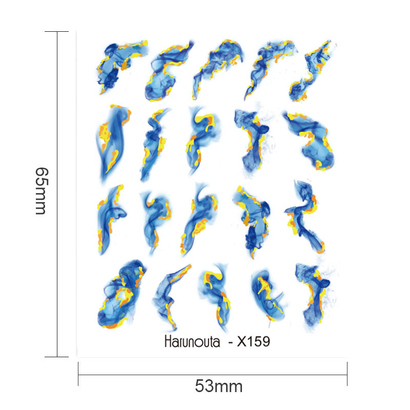 Harunouta Ink Blooming Marble Water Decals Flower Leaves Transfer Sliders Χαρτί αφηρημένες γεωμετρικές γραμμές Αυτοκόλλητα νυχιών Υδατογράφημα