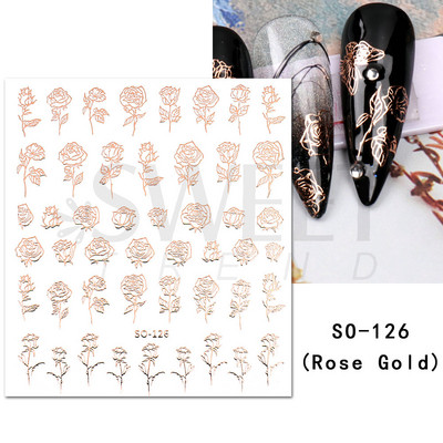 3D lézeres ezüst körömmatrica fémes pillangó csillag Hold egyszarvú holografikus színátmenetes manikűr DIY köröm kiegészítők BESO