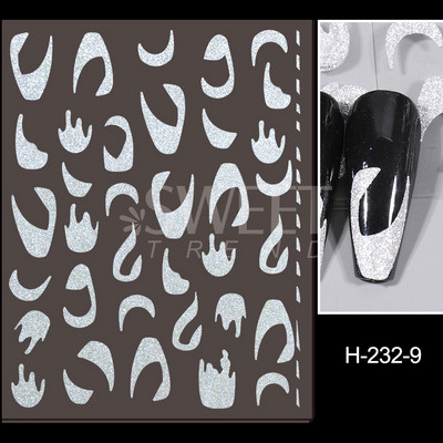 3D lézeres ezüst körömmatrica fémes pillangó csillag Hold egyszarvú holografikus színátmenetes manikűr DIY köröm kiegészítők BESO