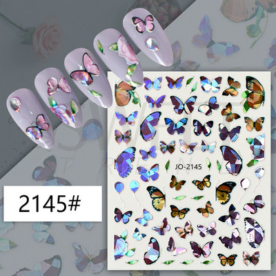 3D lézeres ezüst körömmatrica fémes pillangó csillag Hold egyszarvú holografikus színátmenetes manikűr DIY köröm kiegészítők BESO