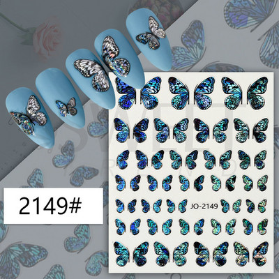 3D lézeres ezüst körömmatrica fémes pillangó csillag Hold egyszarvú holografikus színátmenetes manikűr DIY köröm kiegészítők BESO