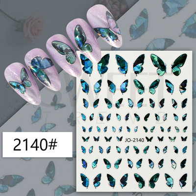 3D lézeres ezüst körömmatrica fémes pillangó csillag Hold egyszarvú holografikus színátmenetes manikűr DIY köröm kiegészítők BESO