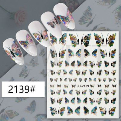 3D lézeres ezüst körömmatrica fémes pillangó csillag Hold egyszarvú holografikus színátmenetes manikűr DIY köröm kiegészítők BESO